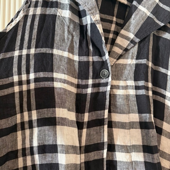 FLAX 100% Linen Lagenlook Co Ord Set Plaid Long Line Tunic & Pull On Skirt Med - Picture 3 of 13